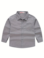Boys Long Sleeves Button Down Shirt Tops Preppy Style