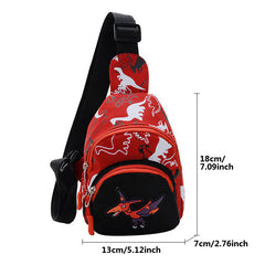 Kids Dino Print Crossbody Bag Messenger Bag Adjustable Straps
