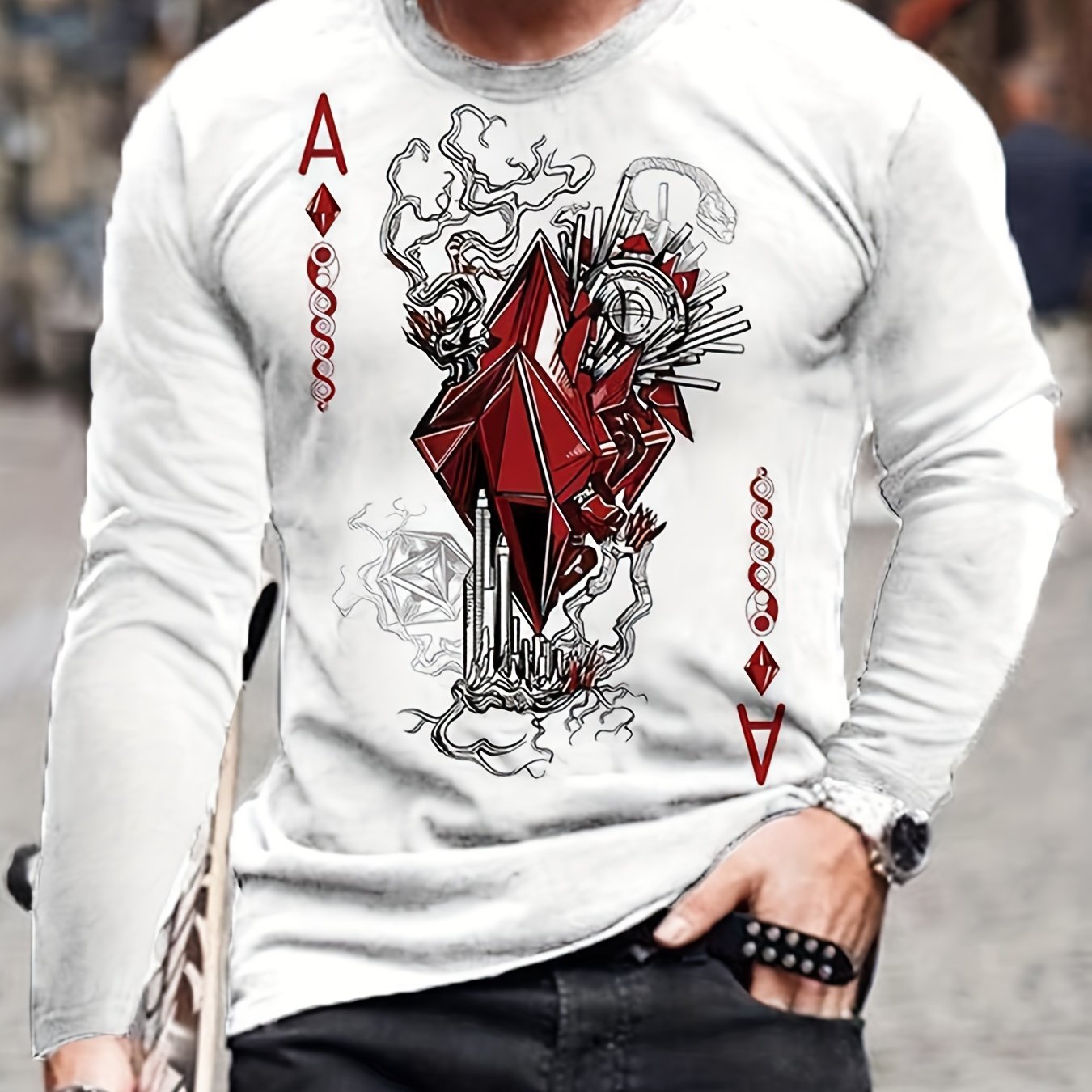 Poker Elements Men's Long Sleeve T-shirt for Spring Summer Autumn