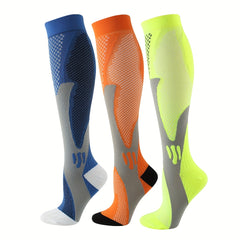 3 Pairs Compression Knee High Socks for Running Cycling Fitness