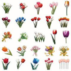 50pcs JJIJIAN Tulip Flower Stickers Reusable Self Adhesive Decals
