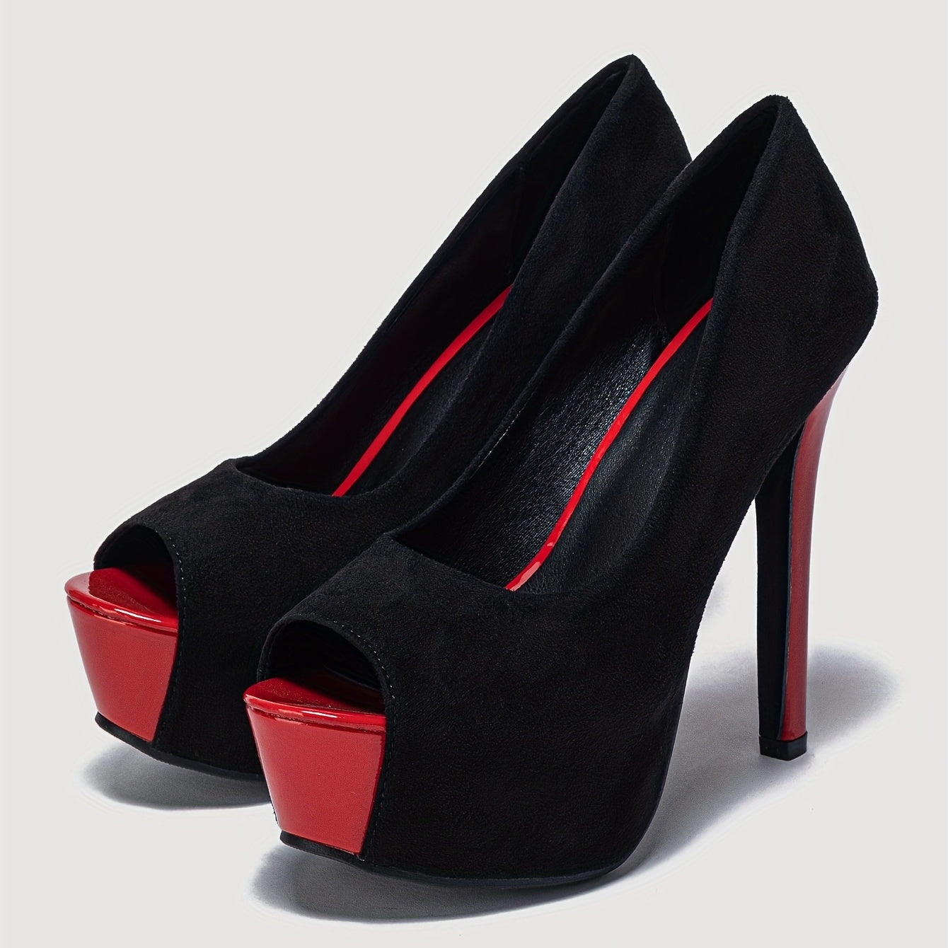 Women's Red Stiletto Heeled Pumps Peep Toe Party Heels