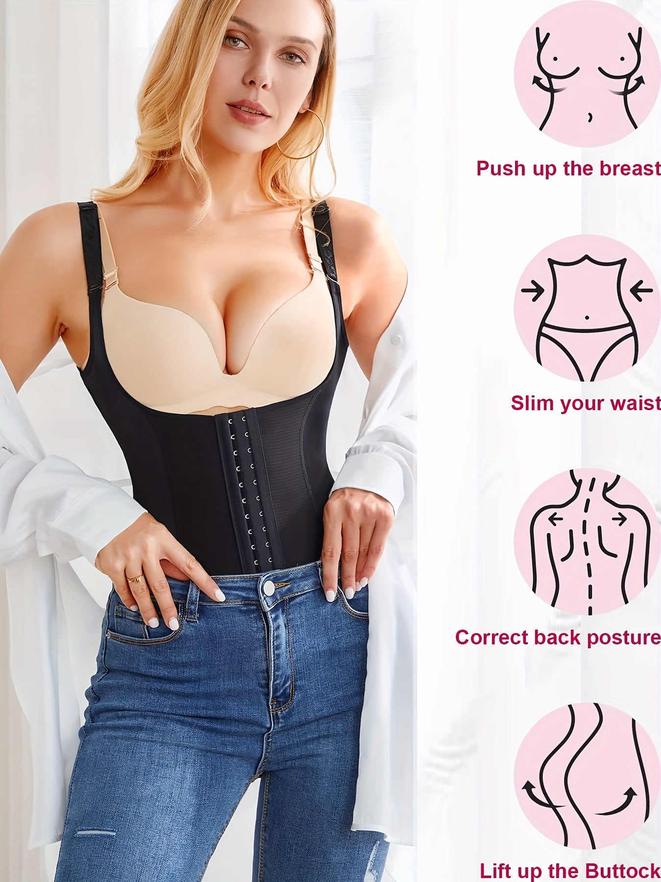 Front Buckle Shaping Bodysuit Tummy Control Butt Lifting Body Shaper
