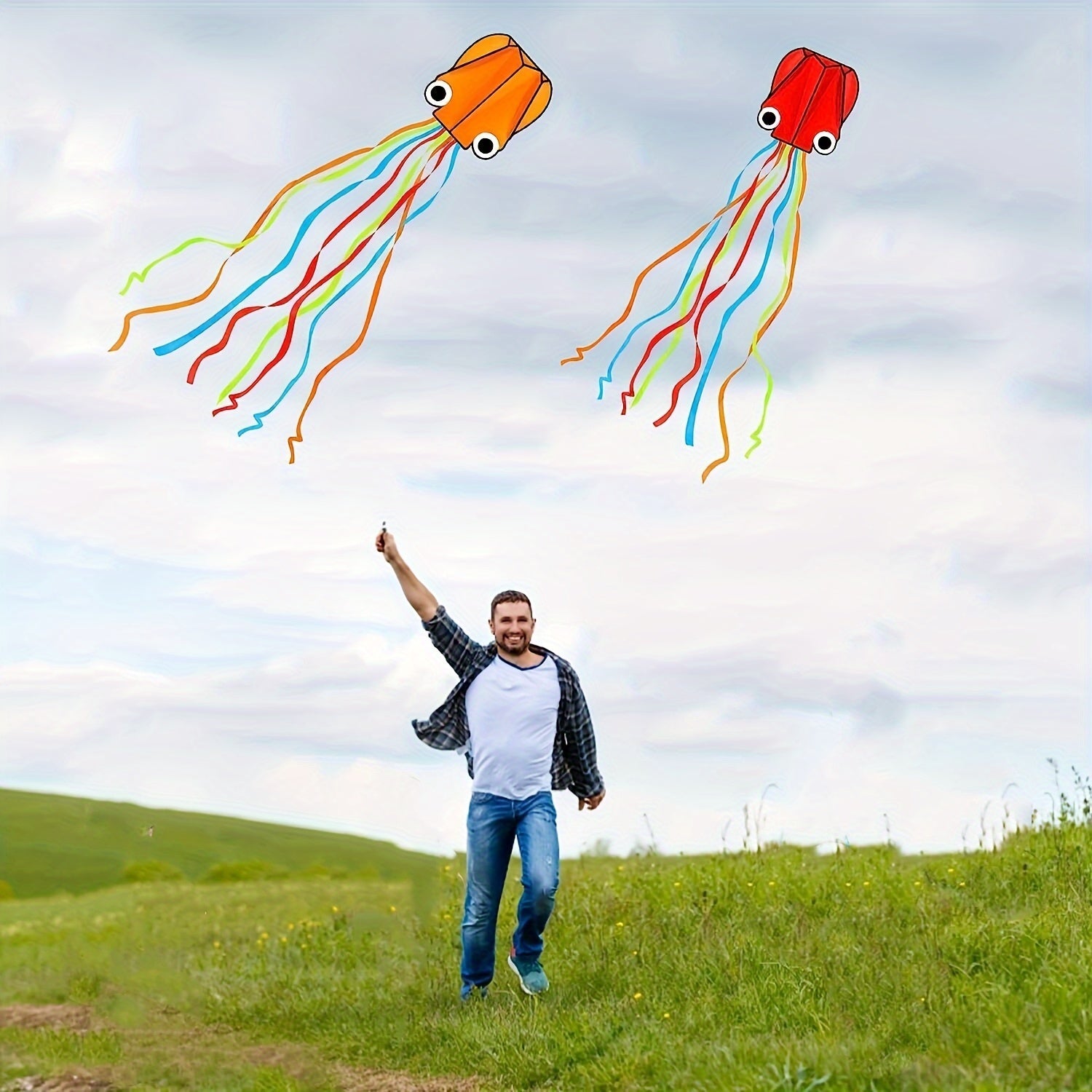 Large Octopus Kite with Colorful Tail for Adults - Beginner Outdoor Kite