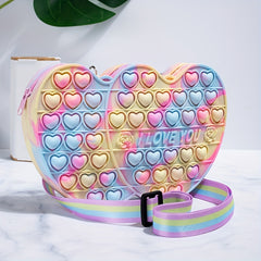 Girls' Silicone Rainbow Heart Crossbody Bag Coin Purse