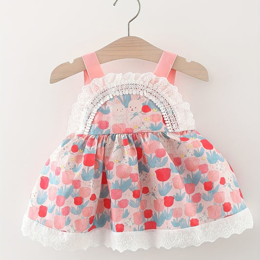Baby Girls Rabbit Floral Cami Dress For Summer