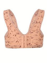 Floral Print Wireless Bras Comfy Stretchy Intimates Women's Lingerie