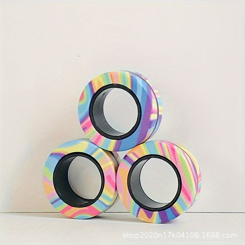 3pcs Magnetic Rings Fidget Toy Set Spinner Rings