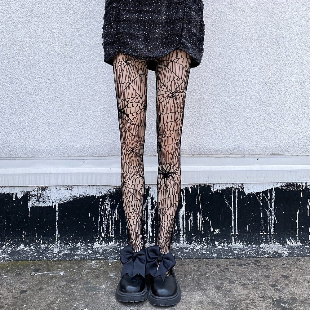 Spider Pattern Fishnet Tights High Waist Mesh Pantyhose Stockings