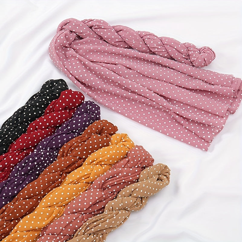 Polka Dot Thin Scarf Solid Shawl Women Hijab Casual Windproof Head Wrap