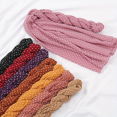 Polka Dot Thin Scarf Solid Shawl Women Hijab Casual Windproof Head Wrap