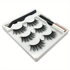 3 Pairs Magnetic Faux Mink Hair False Eyelashes Long and Curling Reusable Lashes