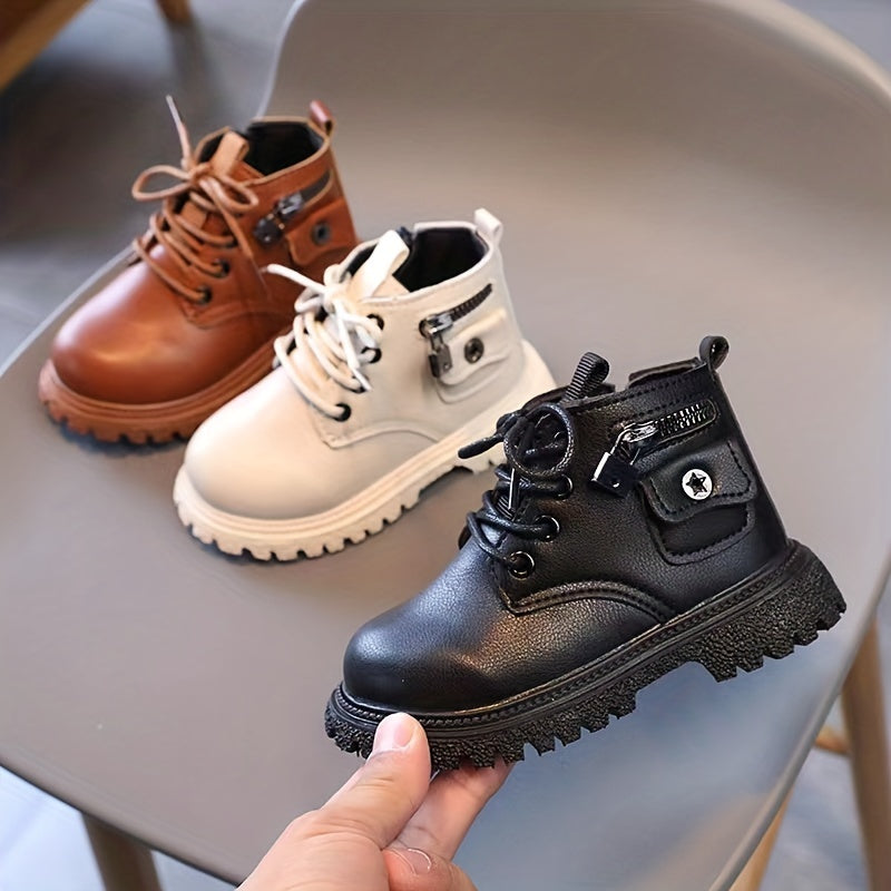 Girls' Non-Slip Ankle Boots with Zipper