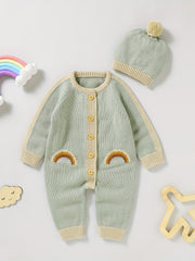 Baby Sweater Romper Set Newborn Knitted Jumpsuit With Hat