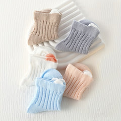 5 Pairs Baby Girls Cartoon Ear Socks Soft Comfy Breathable Mesh Thin Kids Socks
