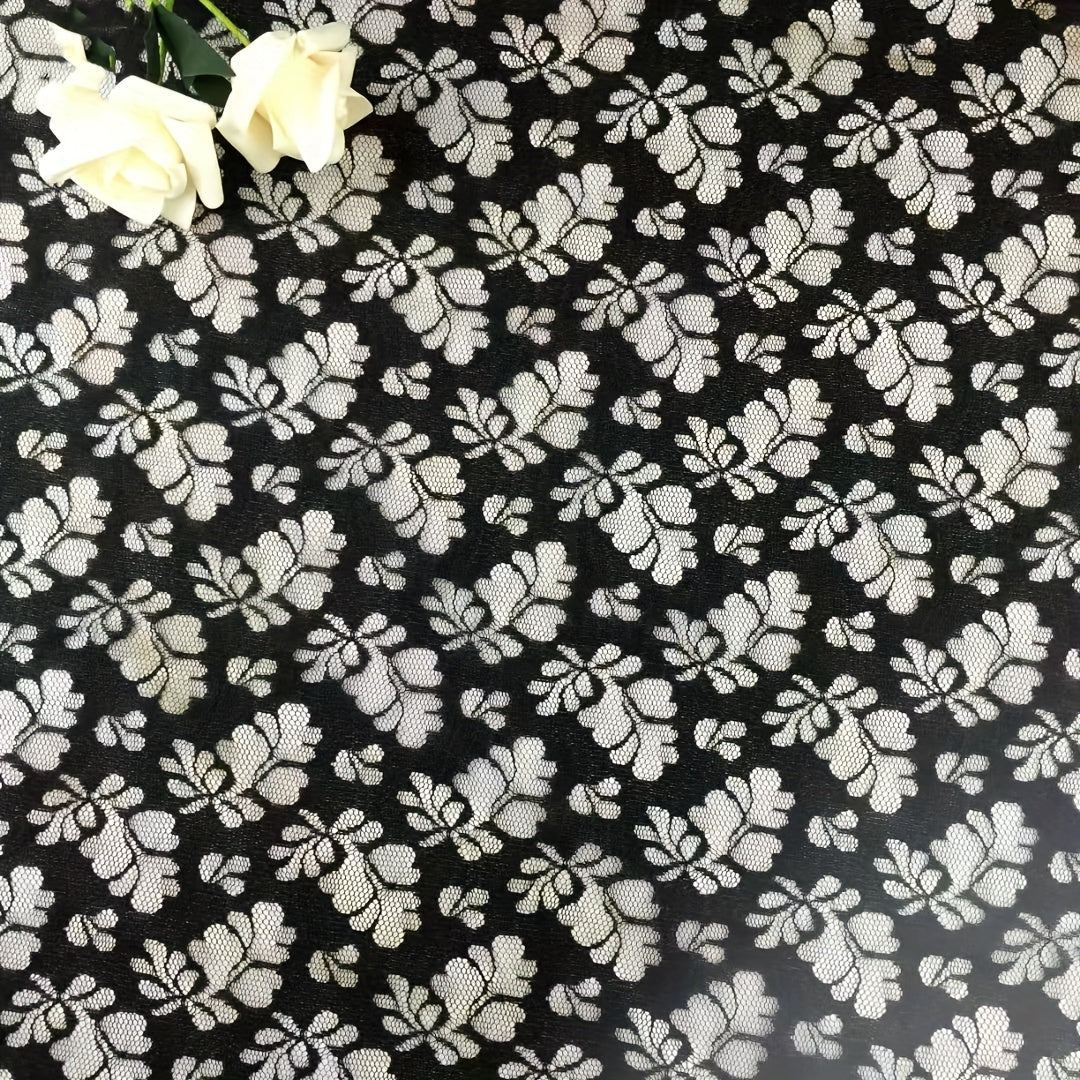 Breathable Tree Leaves Wedding Dress Lace Fabric Embroidery