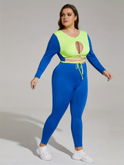 Colorblock Cut Out Crop Top & Leggings Set