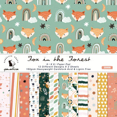 24pcs Forest Fox Pattern Scrapbook Paper Pad for DIY Crafts Journaling