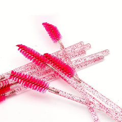 50pcs Crystal Eyelash Mascara Brushes for Daily Makeup and Eyebrow Grooming