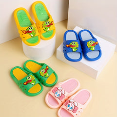 Boys Cartoon Open Toe Slippers, Non Slip Lightweight Indoor Shower Pool Slippers