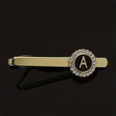 Men's Rhinestone Initial Letter Tie Clip Wedding Business Necktie Accessory