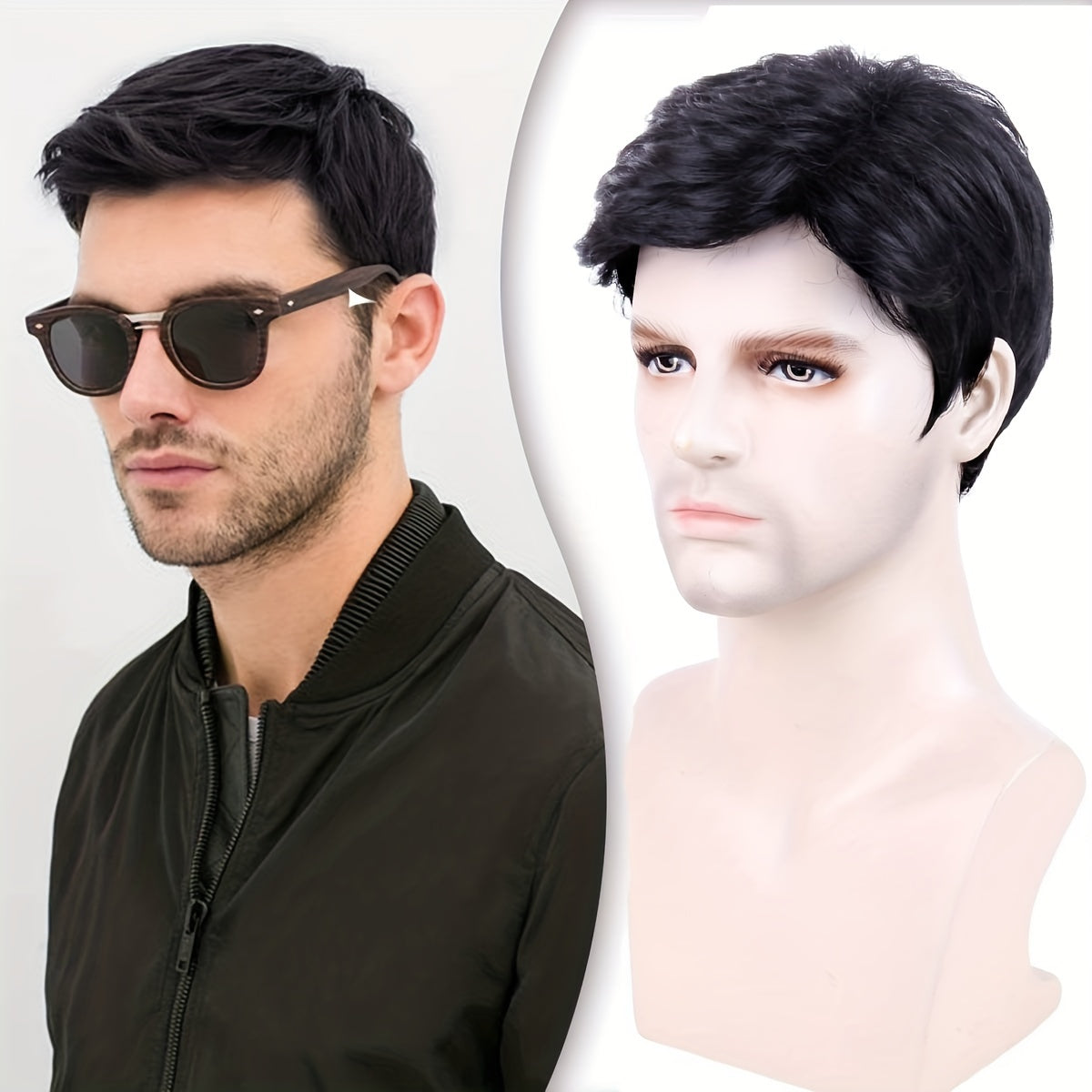 Men's Short Hair Wig Bifurcation Elastic Inner Mesh Christmas Daily Wear