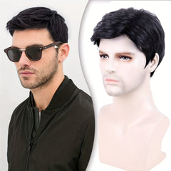 Men's Short Hair Wig Bifurcation Elastic Inner Mesh Christmas Daily Wear