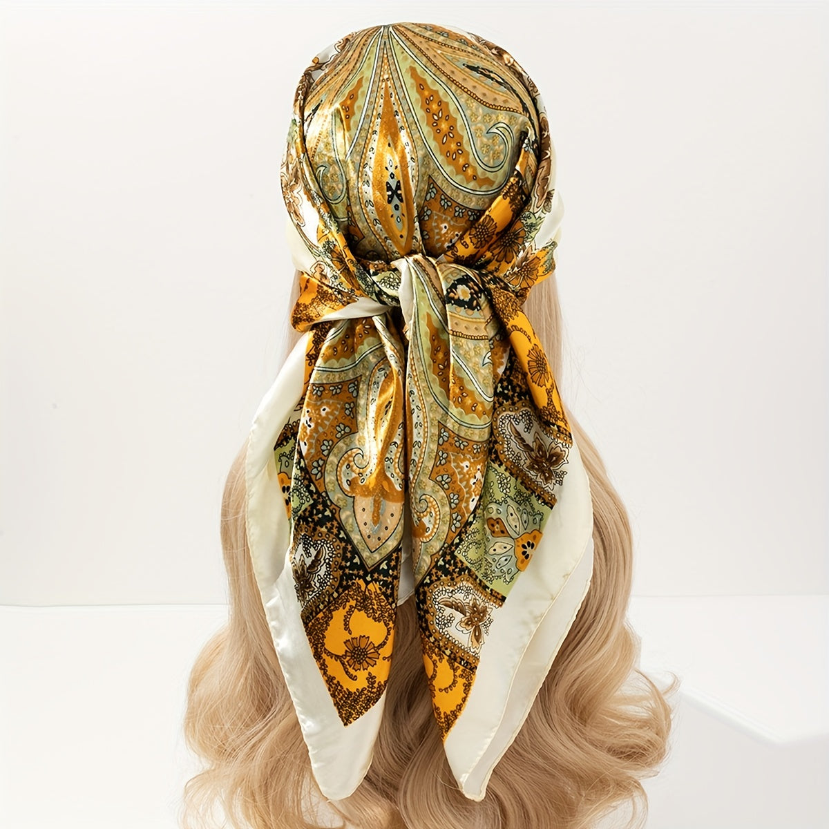 Paisley Print Bandana Satin Square Scarf Silky Floral Neck Wrap