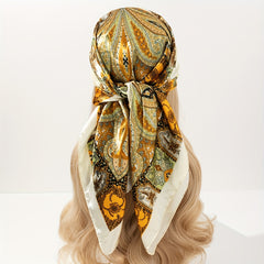Paisley Print Bandana Satin Square Scarf Silky Floral Neck Wrap