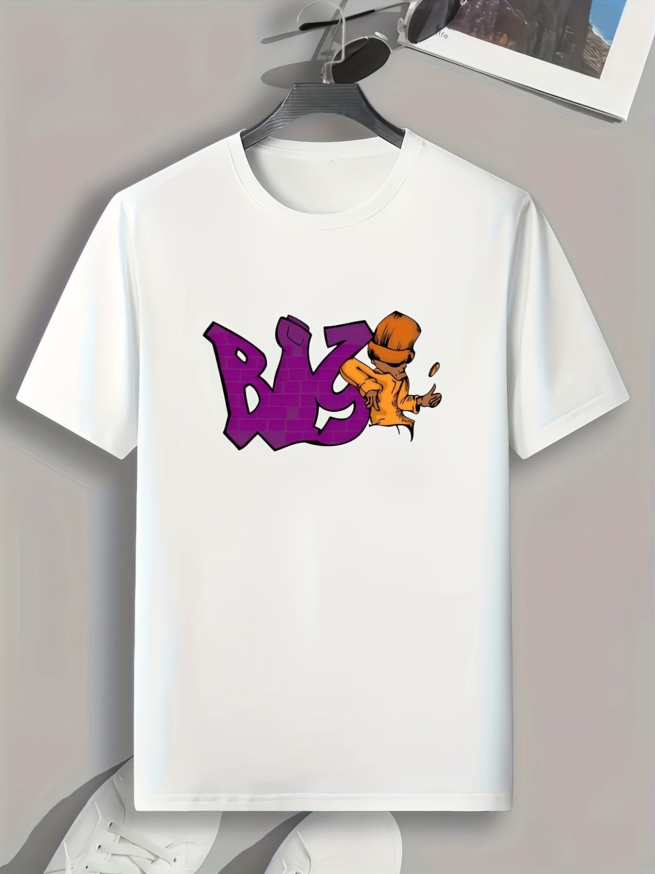 Funny Letter And Cartoon Print Men's Graphic Tee for Summer