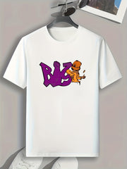 Funny Letter And Cartoon Print Men's Graphic Tee for Summer