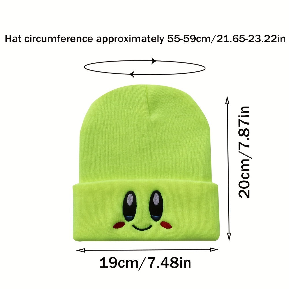 Smiling Face Embroidery Beanie Cartoon Knit Hat