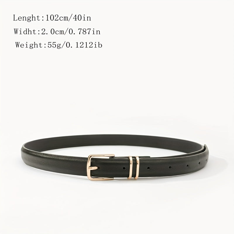 Square Pin Buckle Belt PU Leather Thin Belt Casual Pants Belt Dress Girdle