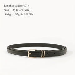 Square Pin Buckle Belt PU Leather Thin Belt Casual Pants Belt Dress Girdle