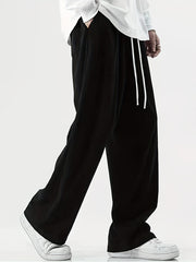 Men's Loose Solid Pants With Pockets Comfy Drawstring Trousers