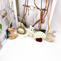 Sweet Style Adjustable Plush Doll Necklace in Beige Khaki