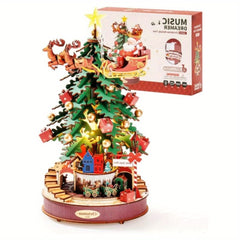 Festive Wooden Christmas Tree Music Box Puzzle Kit