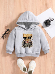 Boys Rich Bear Print Hoodie Sweatshirt