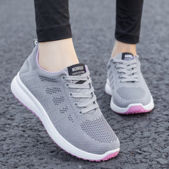 Women's Knit Running Shoes Lace Up Lightweight Sneakers