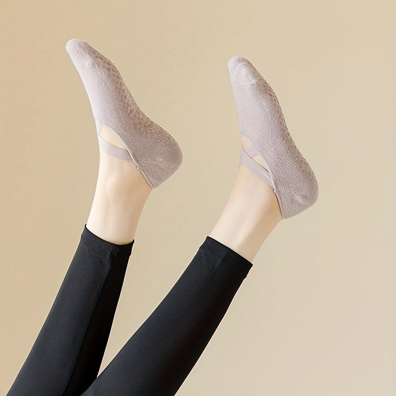 2 Pairs Cross Cut Out Ankle Socks for Yoga Pilates