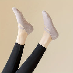2 Pairs Cross Cut Out Ankle Socks for Yoga Pilates