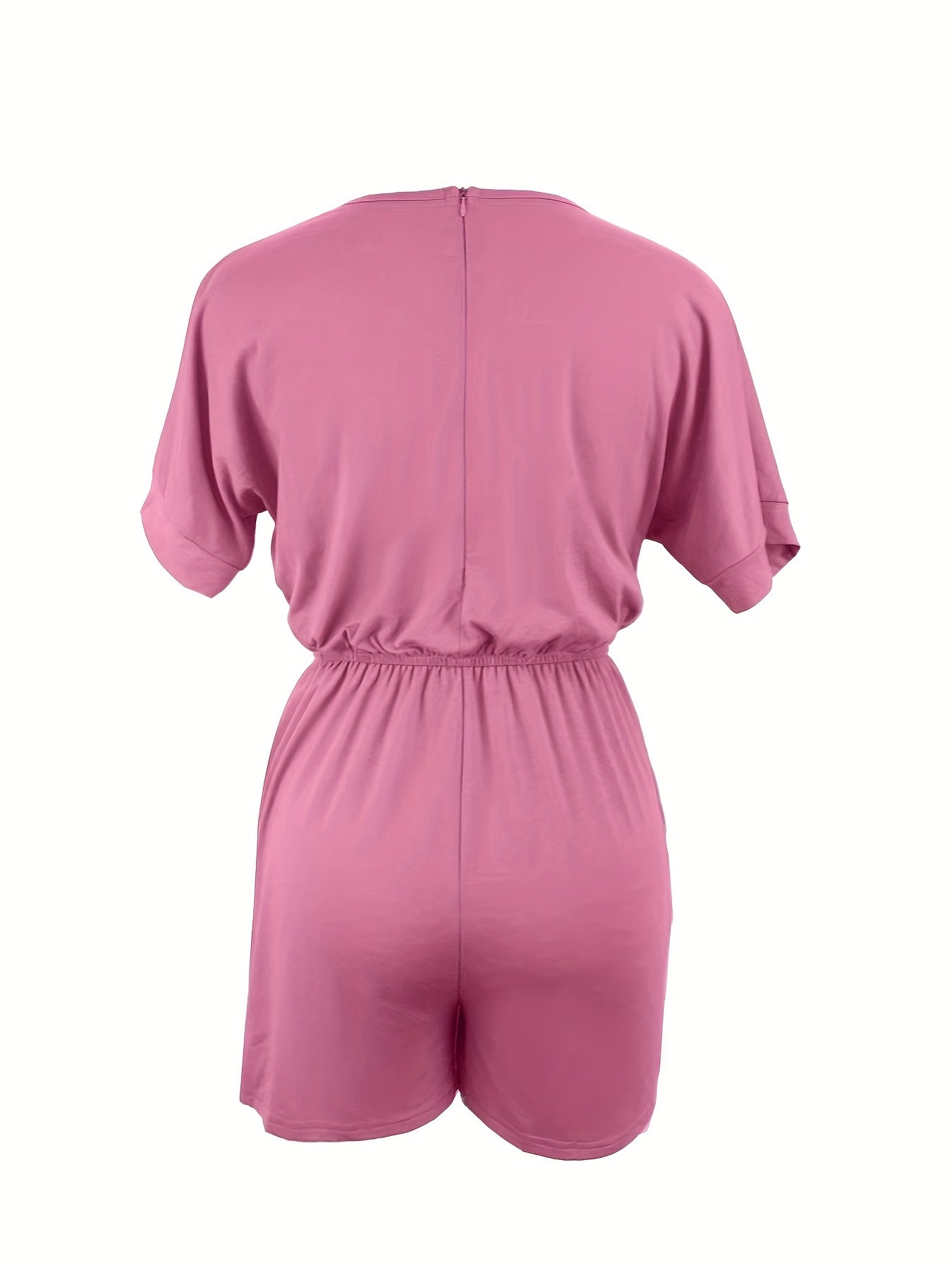 Casual Drawstring Waist Romper Jumpsuit Short Sleeve Women's Clothing
