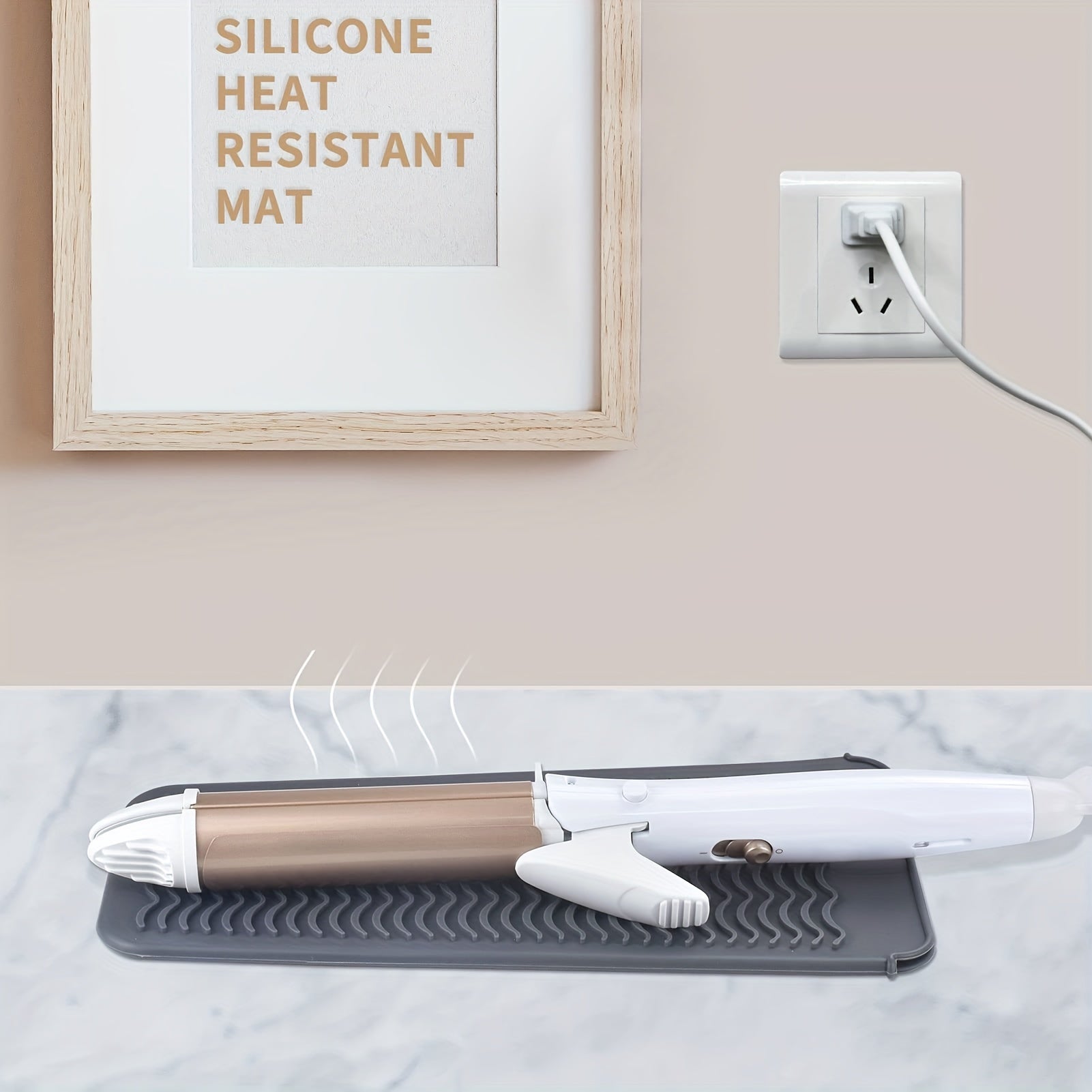 Heat Resistant Silicone Travel Mat for Curling Irons, Hair Straightener