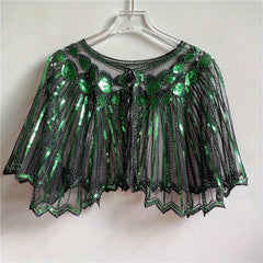 Vintage Punk Shawl Sequin Beaded Short Cape Mesh Wrap