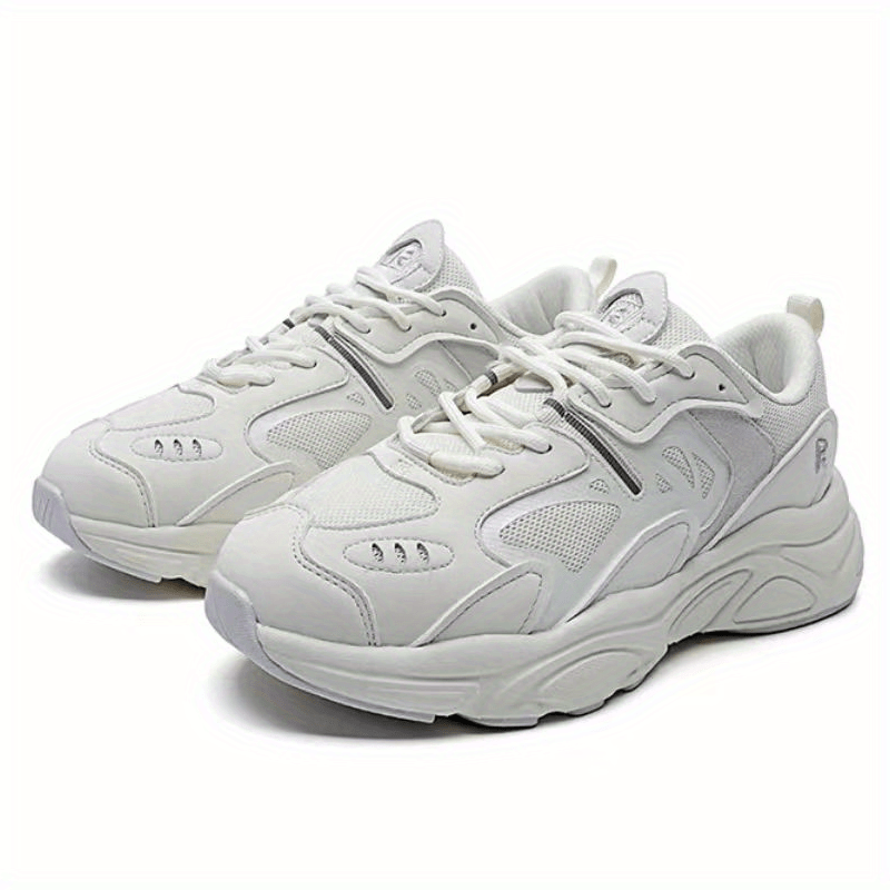 Women's Lace Up Mesh Chunky Sneakers Solid Thick Sole Running Shoes