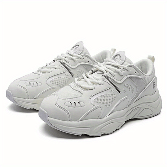 Women's Lace Up Mesh Chunky Sneakers Solid Thick Sole Running Shoes
