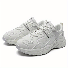 Women's Lace Up Mesh Chunky Sneakers Solid Thick Sole Running Shoes