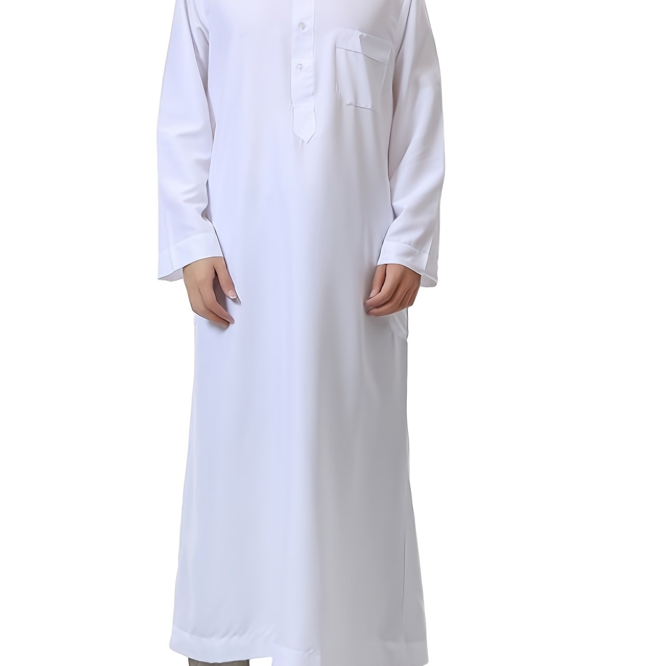 Muslim Men Long Sleeve Thobe Middle East Saudi Arab Kaftan Islamic Robe