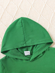 Baby Boys Summer Casual Set - Smile Print Hooded Tops & Elastic Shorts