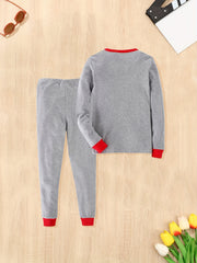 2pc Boys Santa Claus Print Long Sleeve Sweatshirt & Sweatpants Set